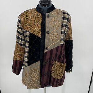 RC ROBIN CLAYTON DESIGN Patchwork Jacket with Paisley and Plaid Patterns W-L